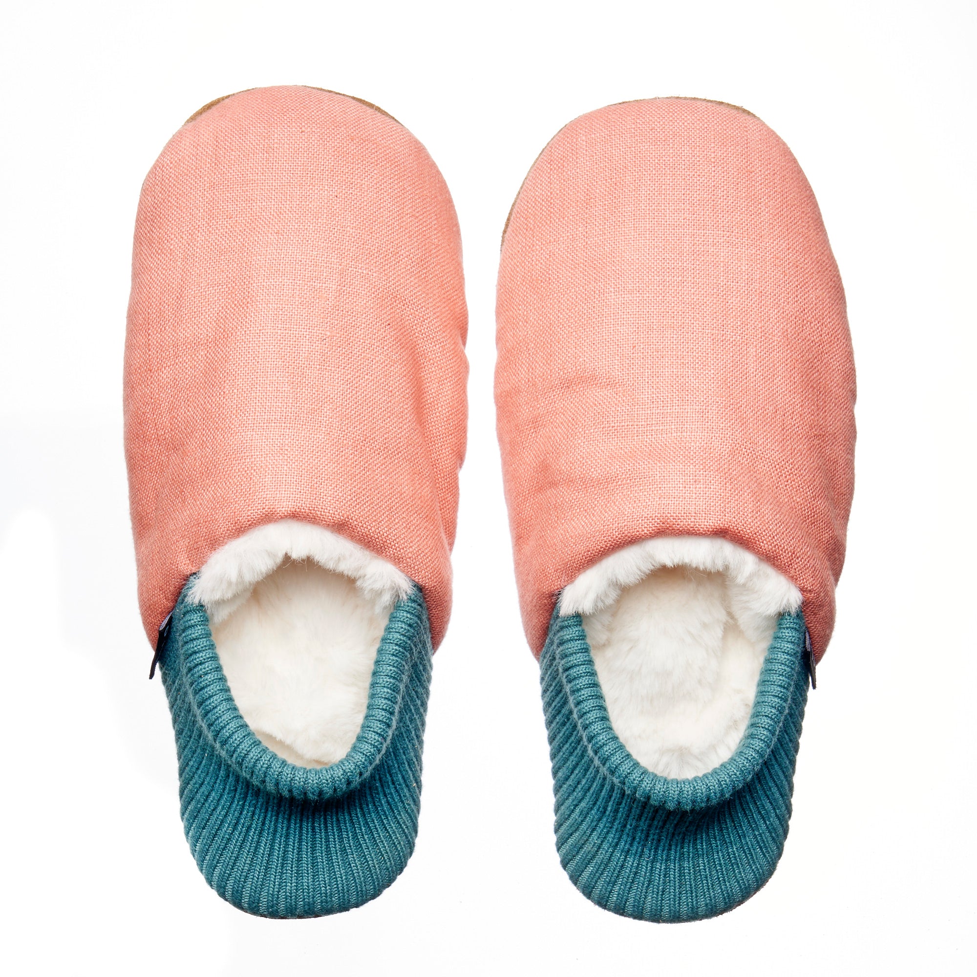 Damson Linen House Shoes - Fur-Lined