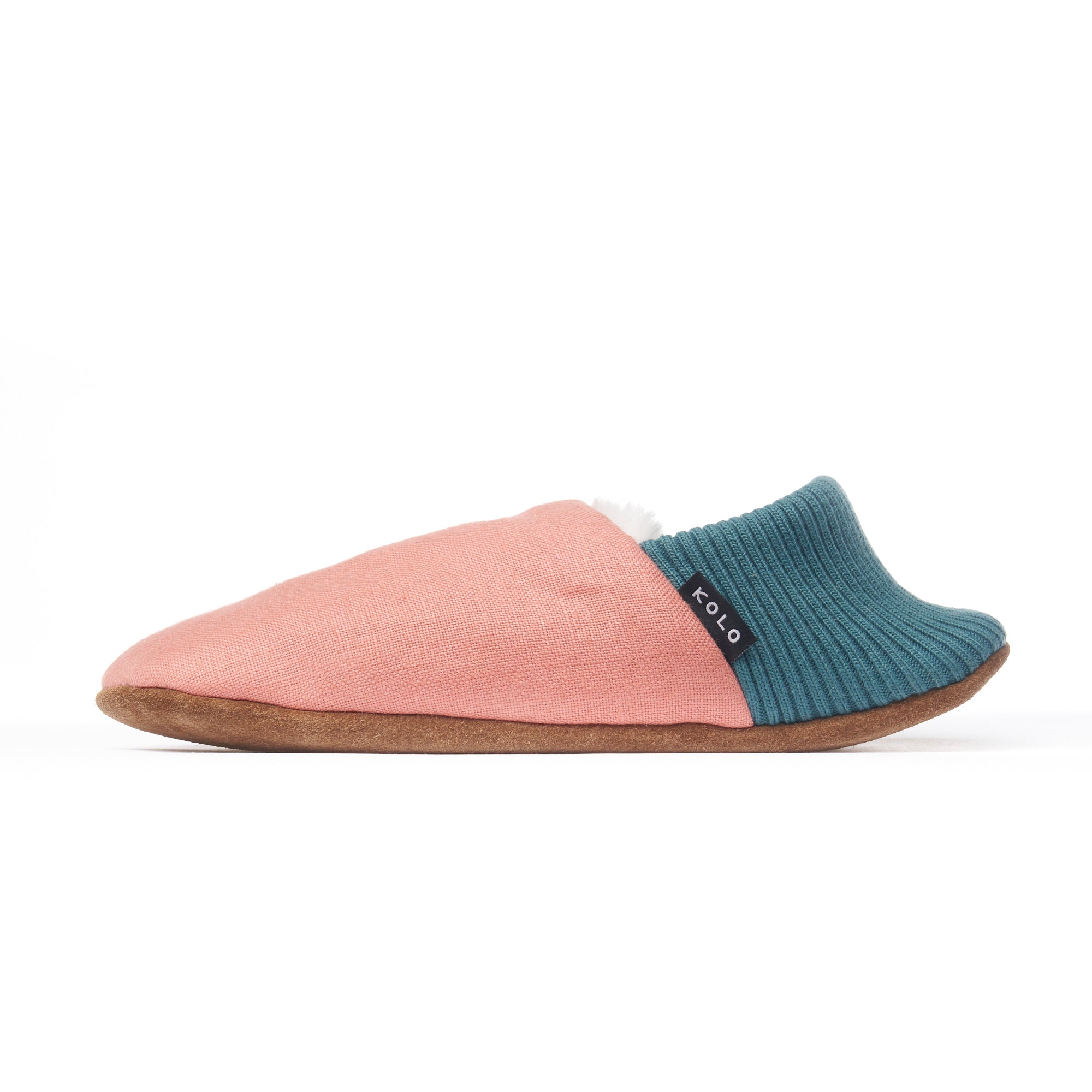 Damson Linen House Shoes - Fur-Lined