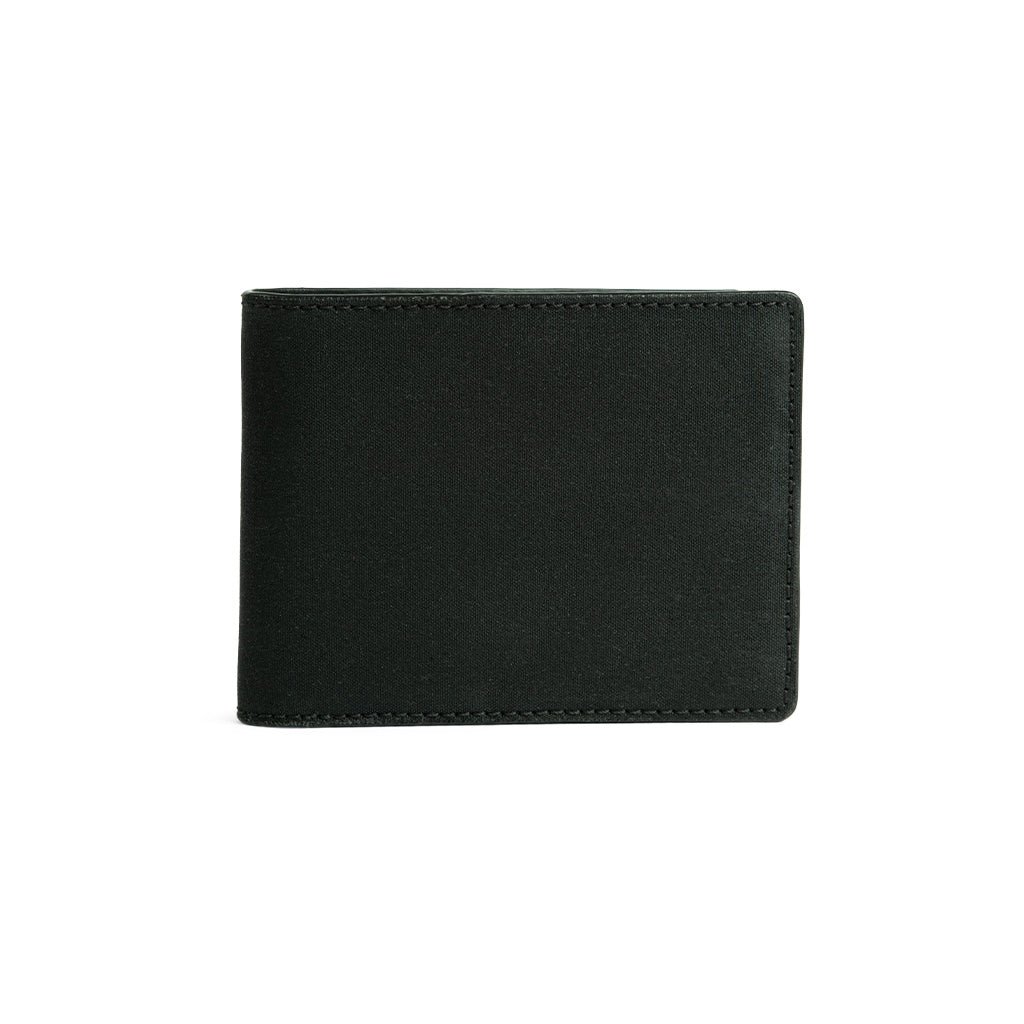 black bi-fold waxed wallet