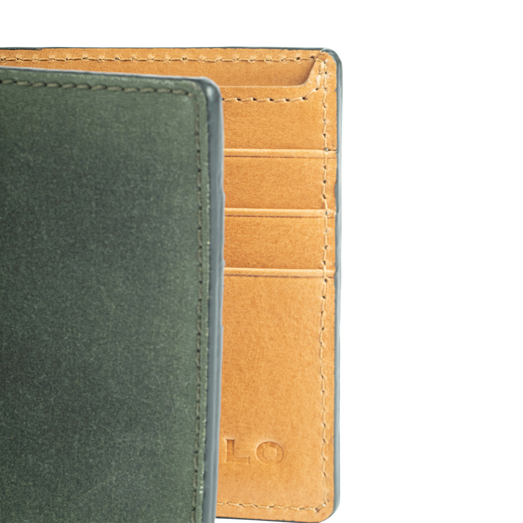 sage bi-fold waxed wallet