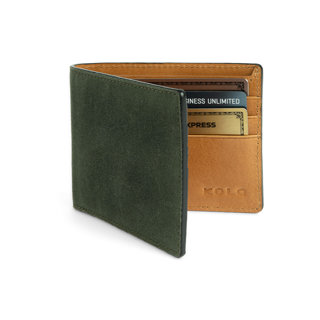 sage bi-fold waxed wallet