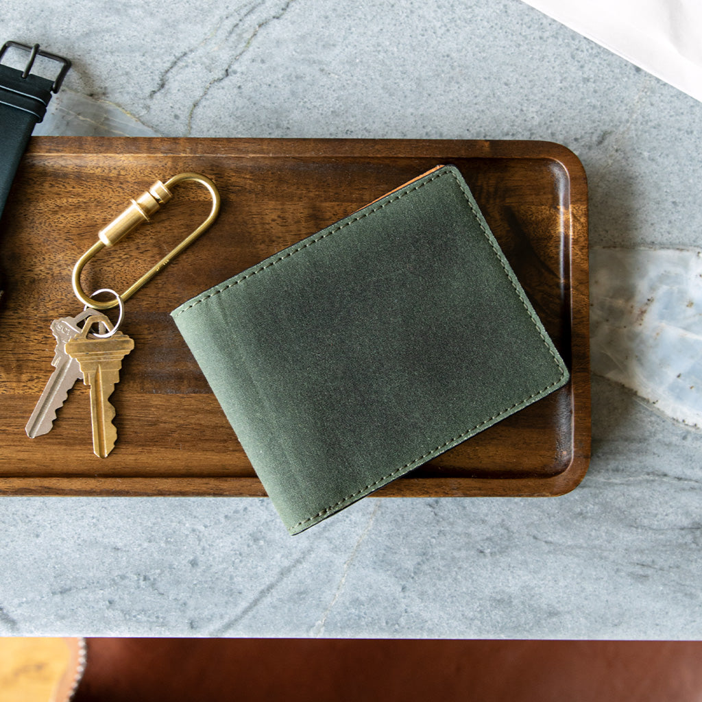 sage bi-fold waxed wallet