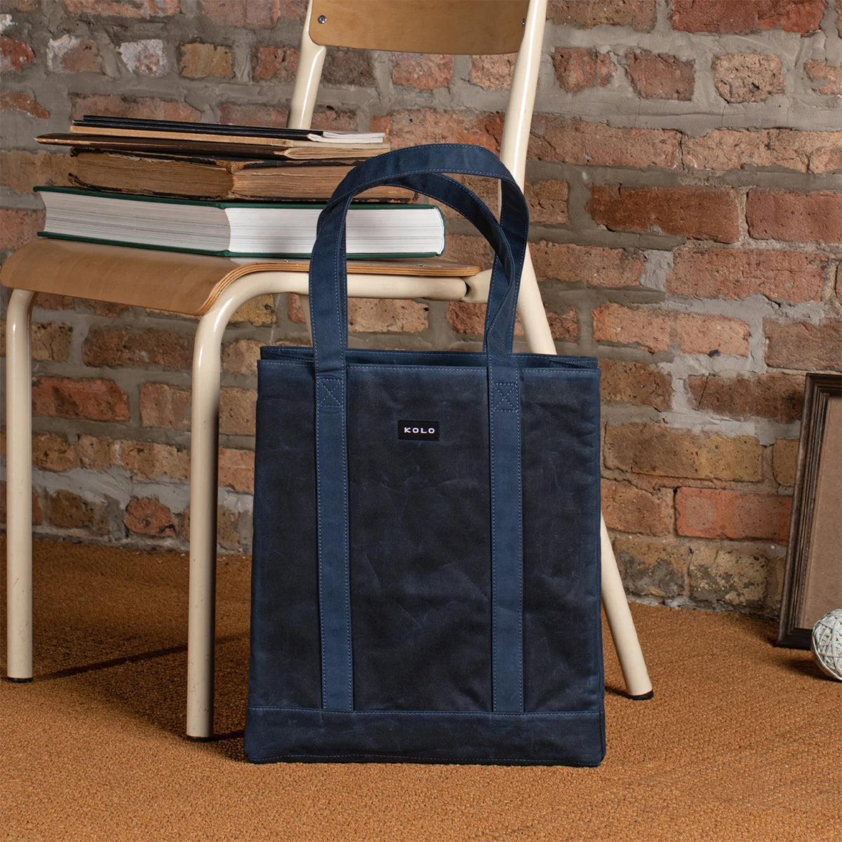 navy wax tote