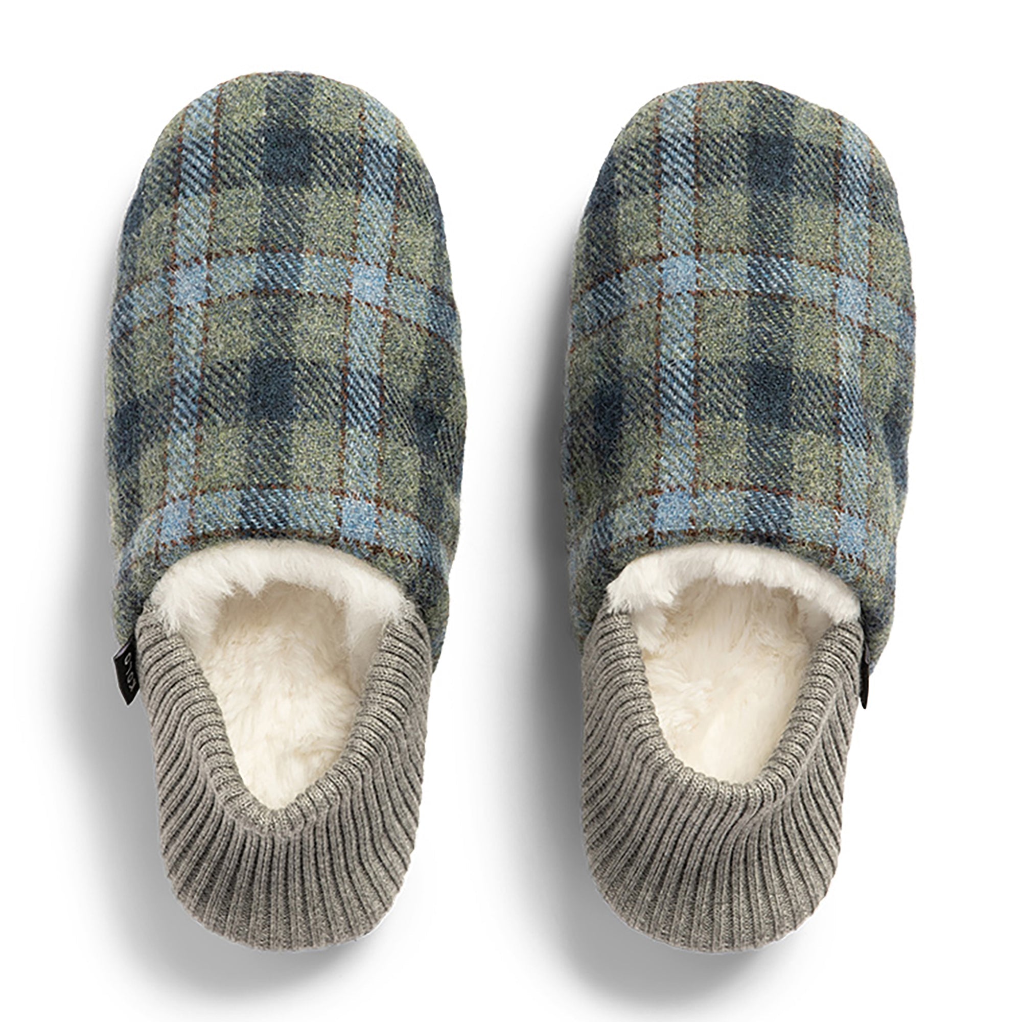 Lanton Tweed House Shoes - Fur-Lined