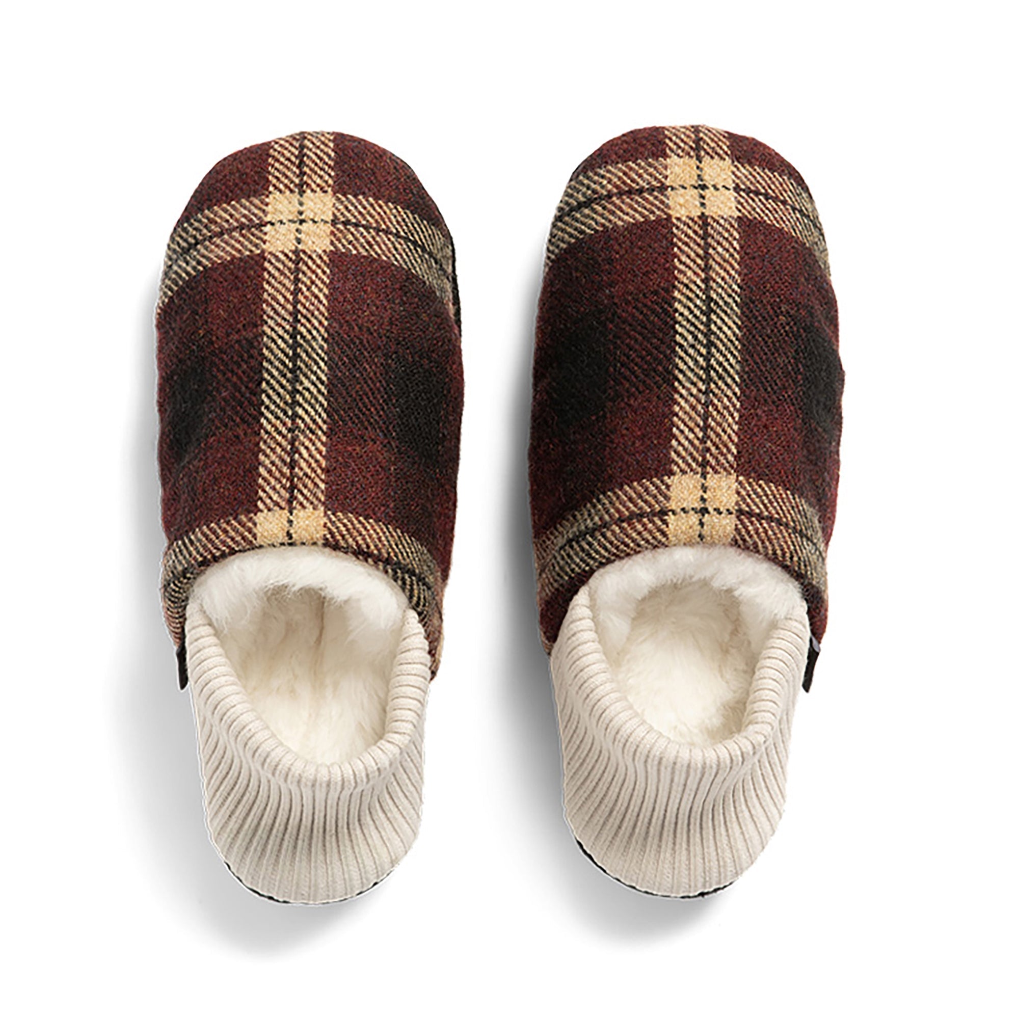 Lanton Tweed House Shoes - Fur-Lined