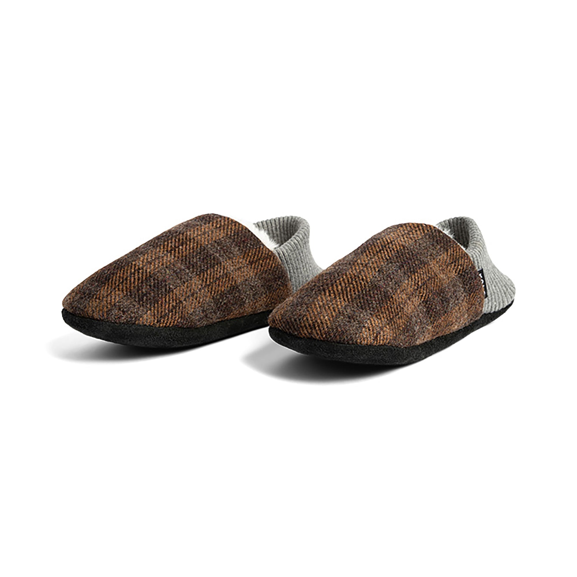 Lanton Tweed House Shoes - Fur-Lined