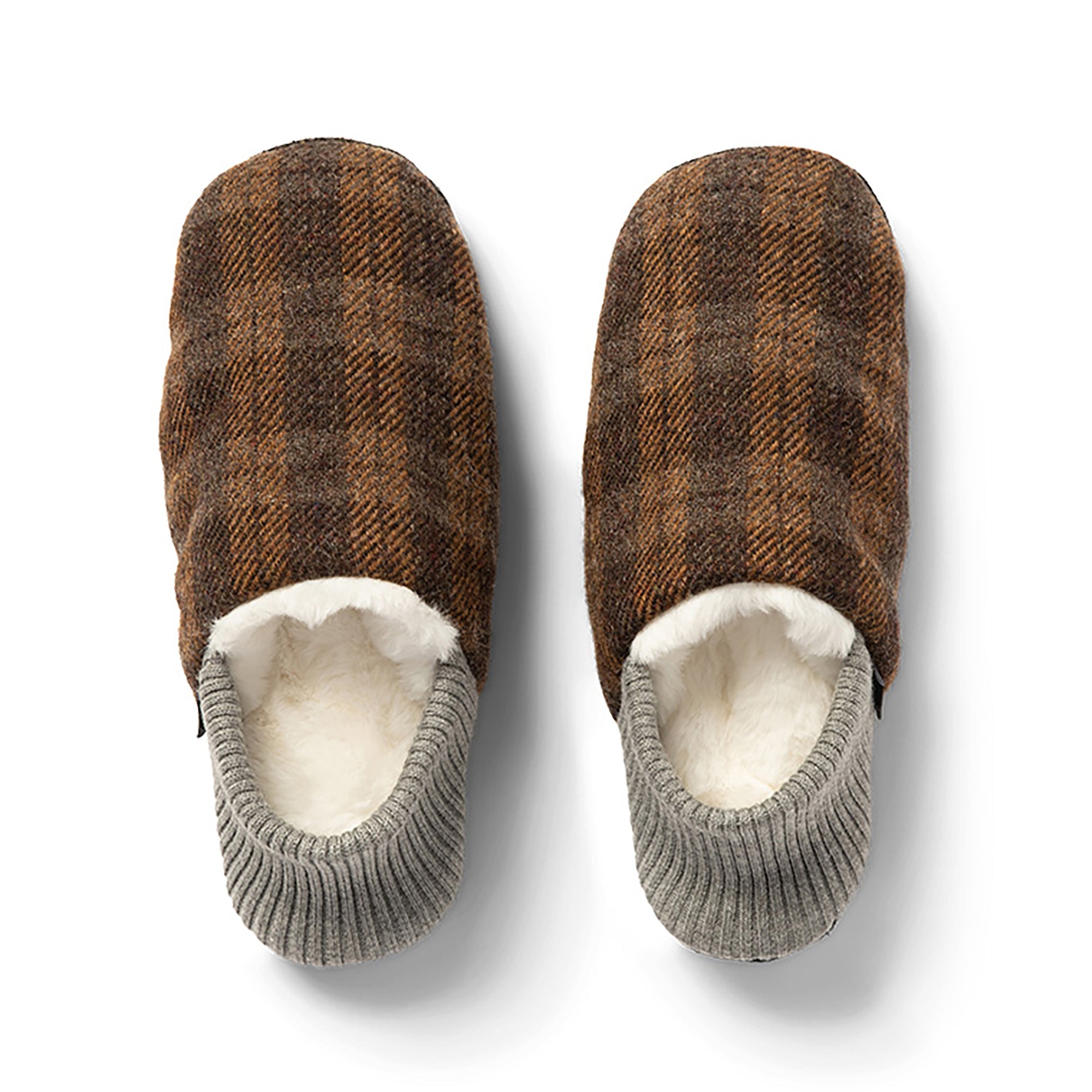 Lanton Tweed House Shoes - Fur-Lined